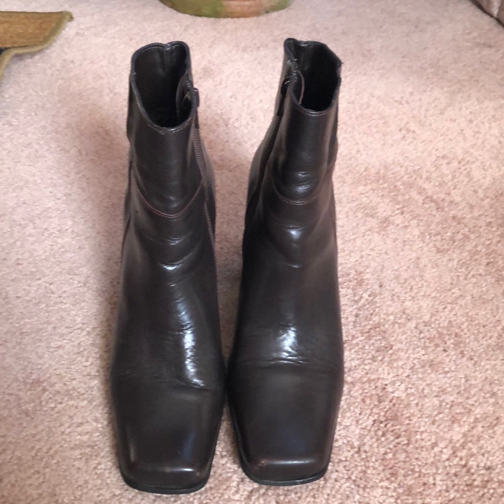 Gently worn dark brown booties